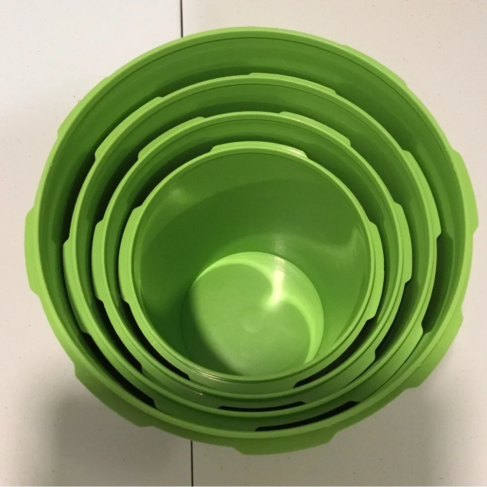 Vintage Tupperware Servalier Canisters Set of 4 with Lids Apple Green,